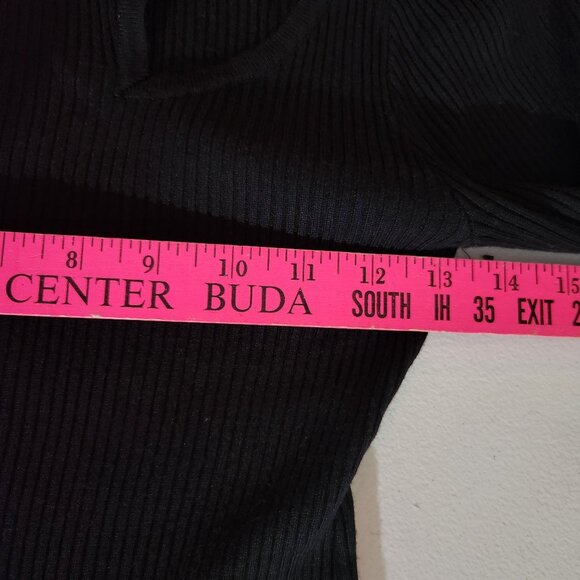 Almost Famous Black Ribbed Long Sleeve Cutout Top Medium - Picture 6 of 9